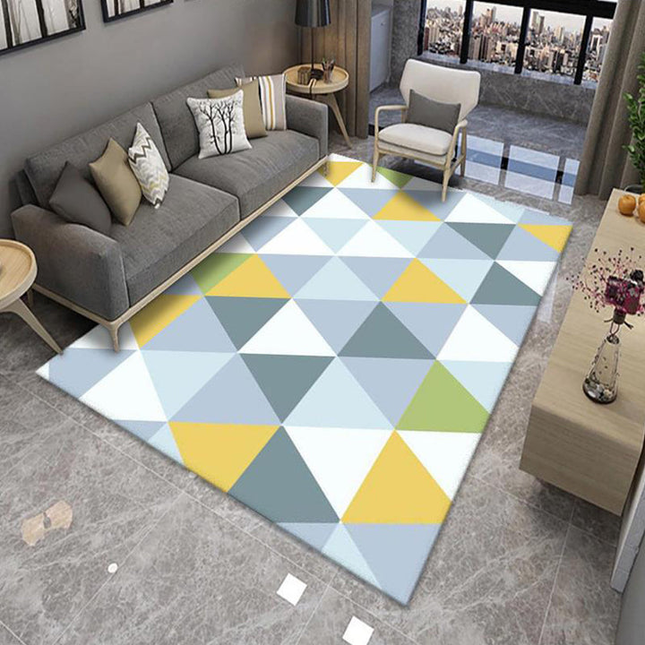 Chic Multicolor Modern Rug Polyester Geometric Color Block Rug Non-Slip Machine Washable Stain Resistant Rug for Living Room | Bowlift