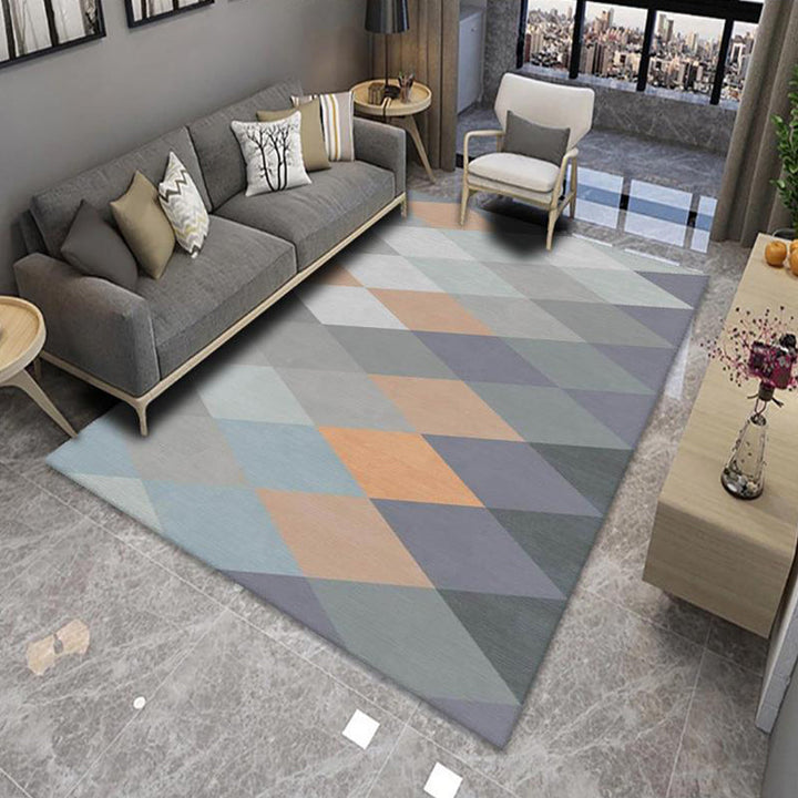 Chic Multicolor Modern Rug Polyester Geometric Color Block Rug Non-Slip Machine Washable Stain Resistant Rug for Living Room | Bowlift