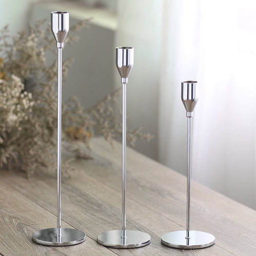 Slim Sculptural Metal Taper Candleholder Set for Tablescape Centerpieces Bowlift
