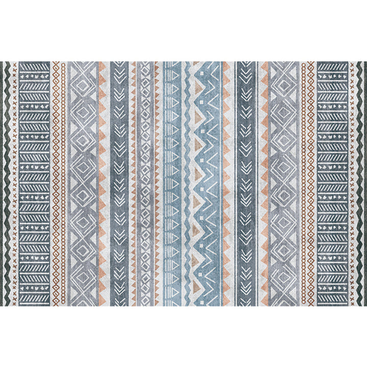 BowLift | Natural Living Room Rug Multicolor Geo Printed Piece Rug Synthetic Non-Slip Back Pet Friendly Indoor Rug