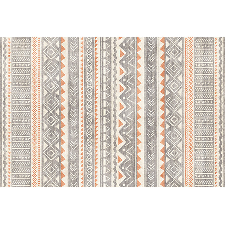 BowLift | Natural Living Room Rug Multicolor Geo Printed Piece Rug Synthetic Non-Slip Back Pet Friendly Indoor Rug
