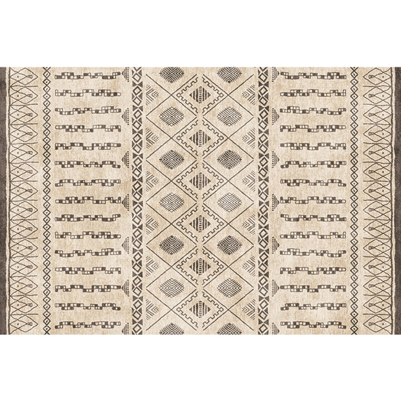 BowLift | Natural Living Room Rug Multicolor Geo Printed Piece Rug Synthetic Non-Slip Back Pet Friendly Indoor Rug