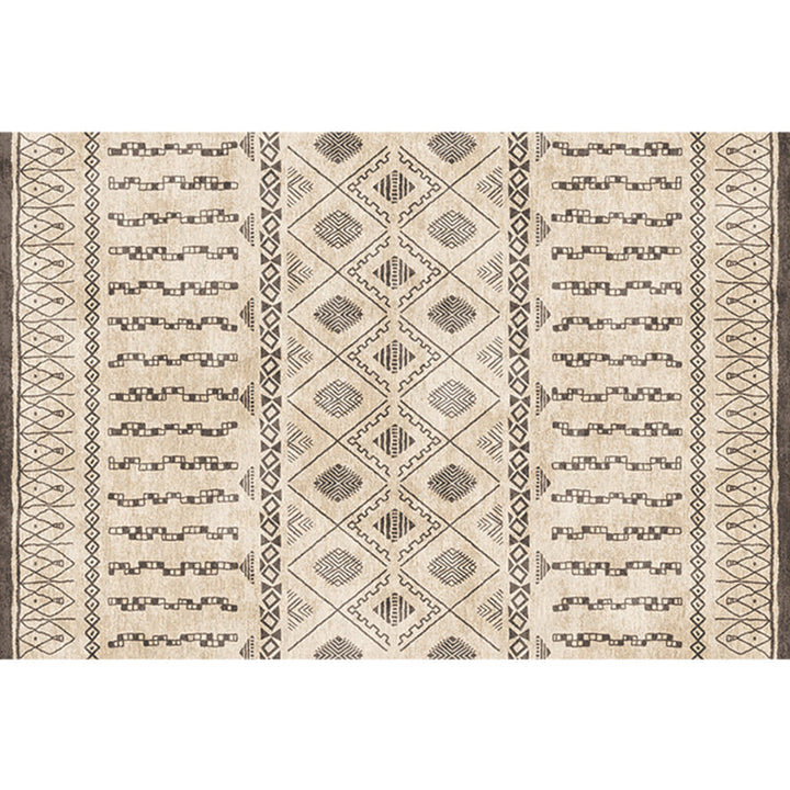 BowLift | Natural Living Room Rug Multicolor Geo Printed Piece Rug Synthetic Non-Slip Back Pet Friendly Indoor Rug