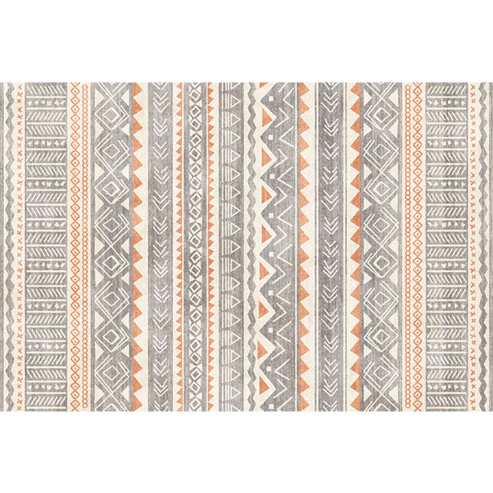 BowLift | Natural Living Room Rug Multicolor Geo Printed Piece Rug Synthetic Non-Slip Back Pet Friendly Indoor Rug
