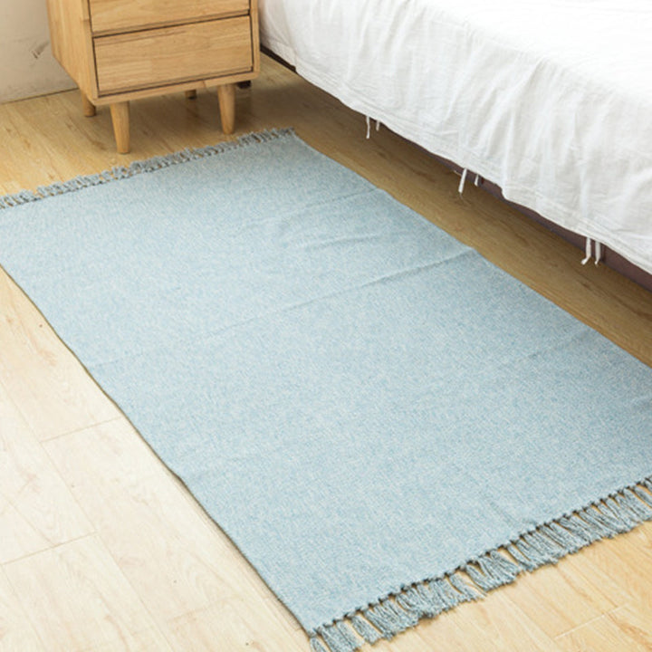 BowLift | Land bedroom carpet multicolored solid color carpet cotton pet friendly easy to maintain indoor carpet with tassels