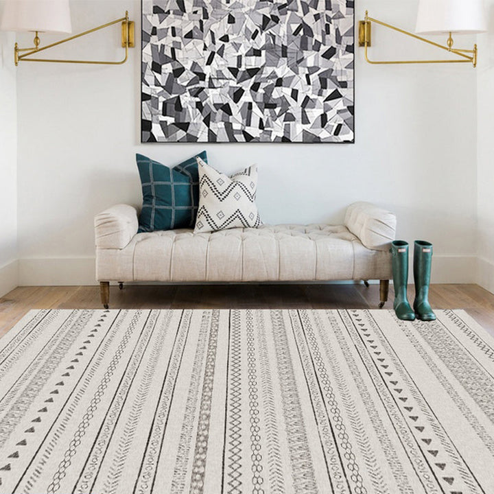 BowLift | Bohemian Living Room Rug Multicolor Geometric Pattern Rug Polyester Non-Slip Mat Pet-Friendly Indoor Rug