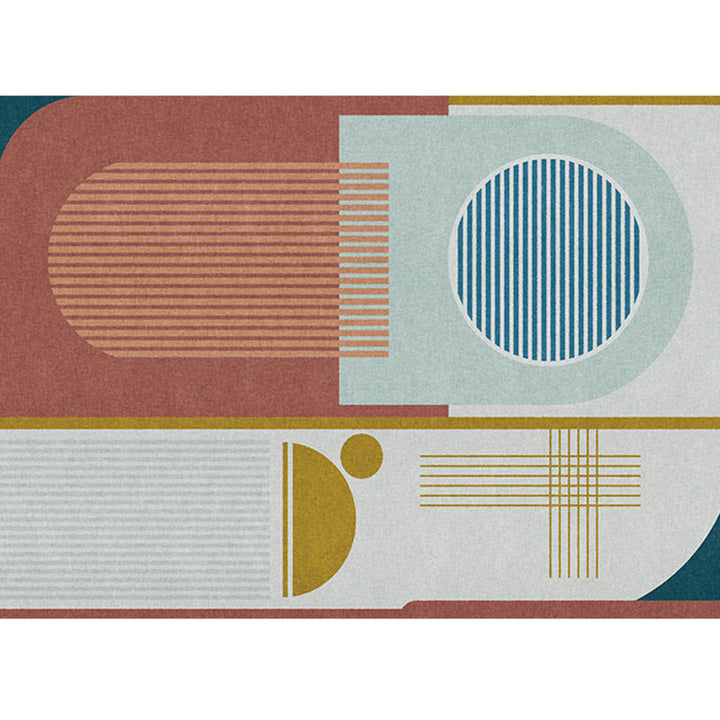 BowLift | Bohemian Living Room Rug Multicolor Geometric Pattern Rug Polyester Non-Slip Mat Pet-Friendly Indoor Rug