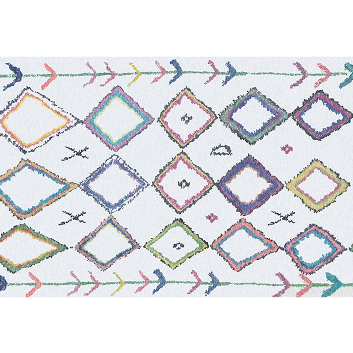 BowLift | Bohemian Living Room Rug Multicolor Geometric Pattern Rug Polyester Non-Slip Mat Pet-Friendly Indoor Rug