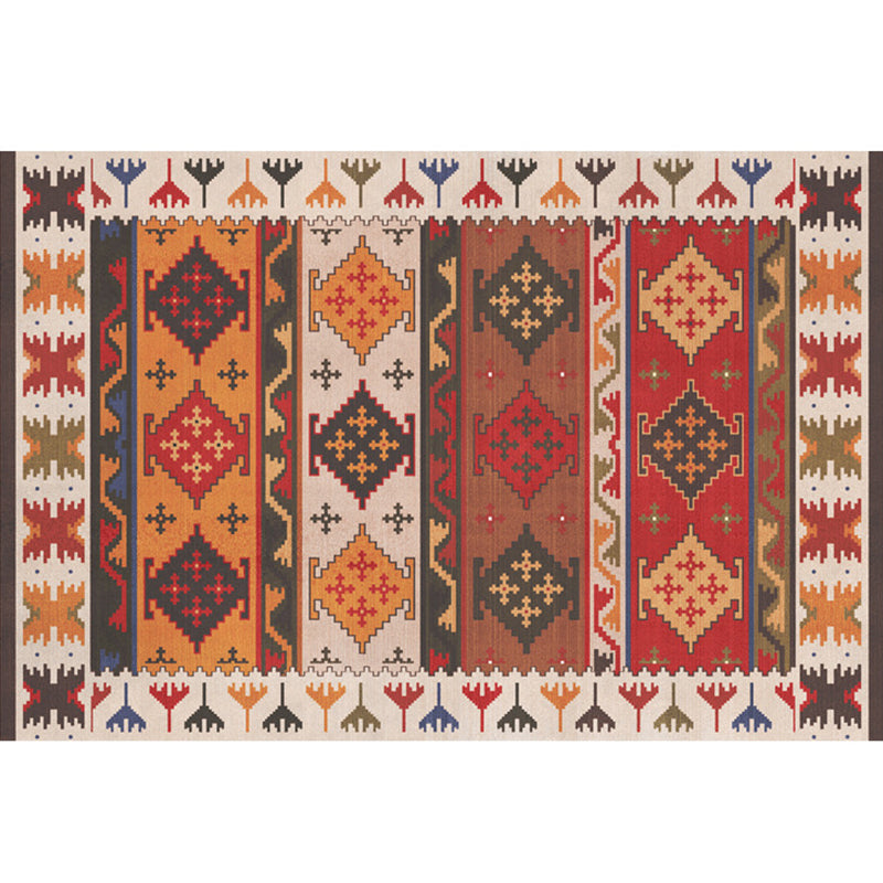 BowLift | Red Southwest Rug Polypropylene geometric pattern area rug non-slip backing machine washable easy care indoor rug for living room