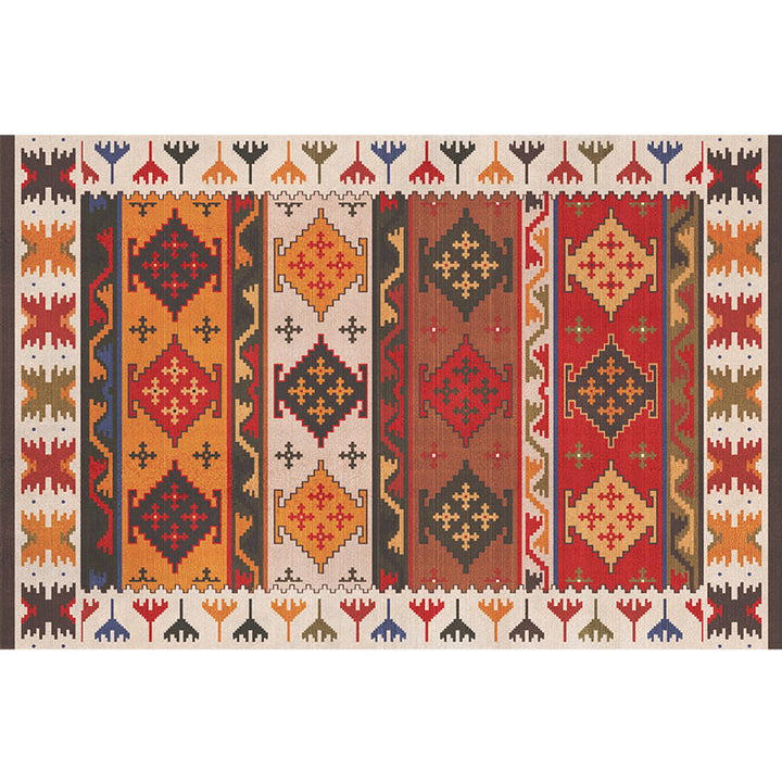 BowLift | Red Southwest Rug Polypropylene geometric pattern area rug non-slip backing machine washable easy care indoor rug for living room