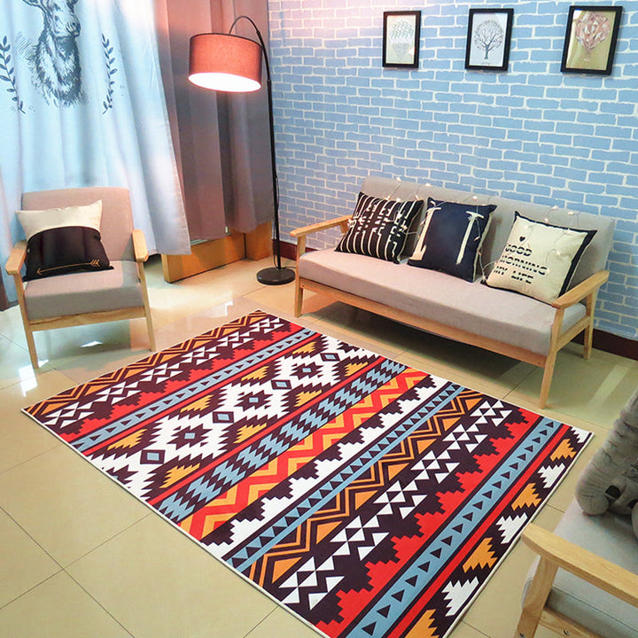 BowLift | Nordic living room carpet Multicolored Geometric pattern Indoor carpet Synthetic Non-slip Pet-friendly Washable carpet