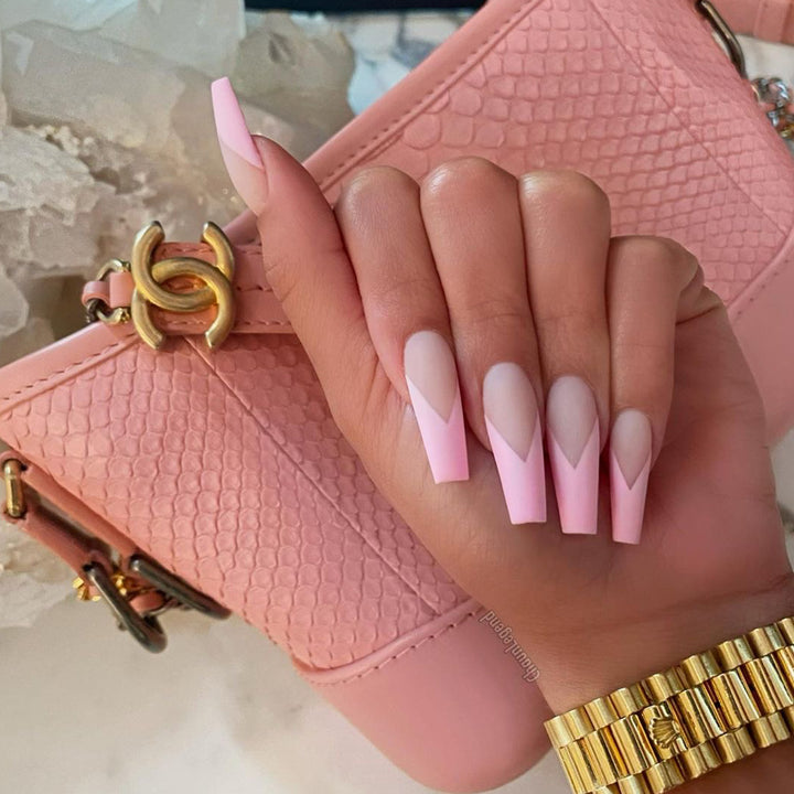 Artistic Nail Extensions with Elegant V-Shape Bowlift