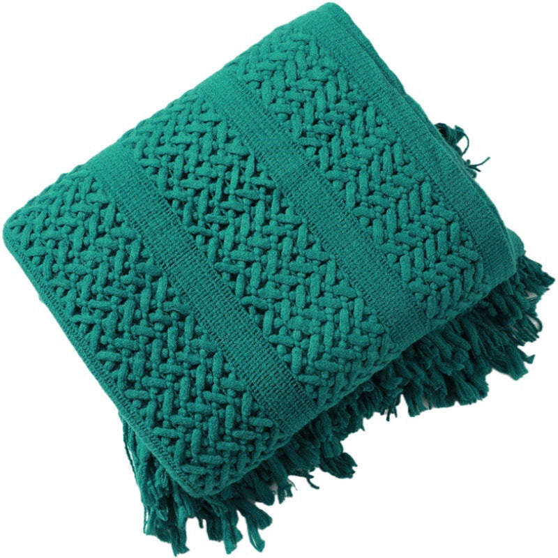Women's Knit Blanket with Elegant Fringes Bowlift