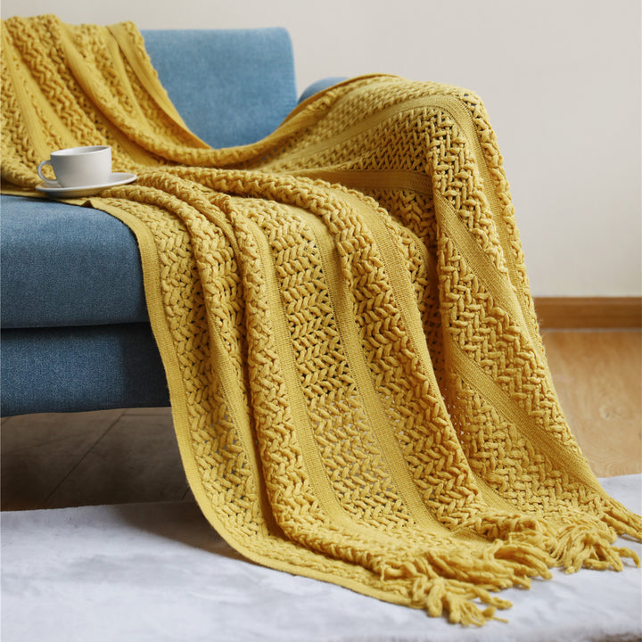 Women's Knit Blanket with Elegant Fringes Bowlift
