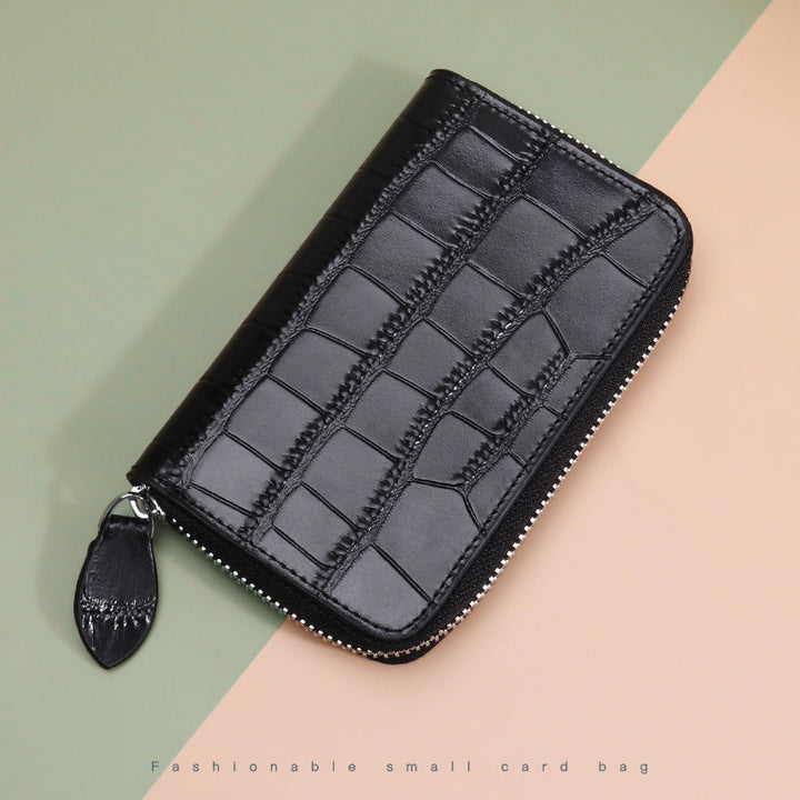 Premium Textured Leather Zip Wallet Bowlift
