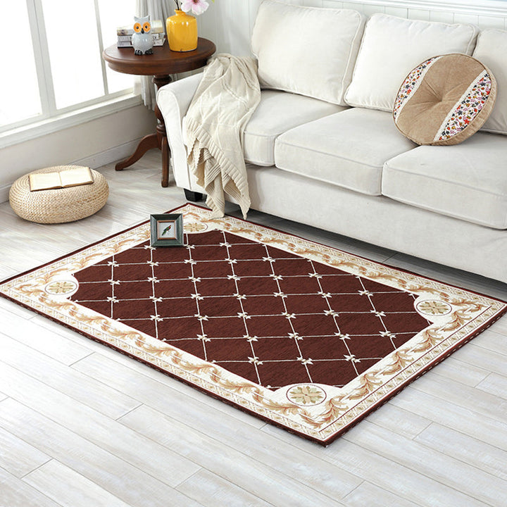 BowLift | Retro geometric pattern carpet Multicolor Polyester indoor mat non-slip pet friendly maintenance friendly rug for home