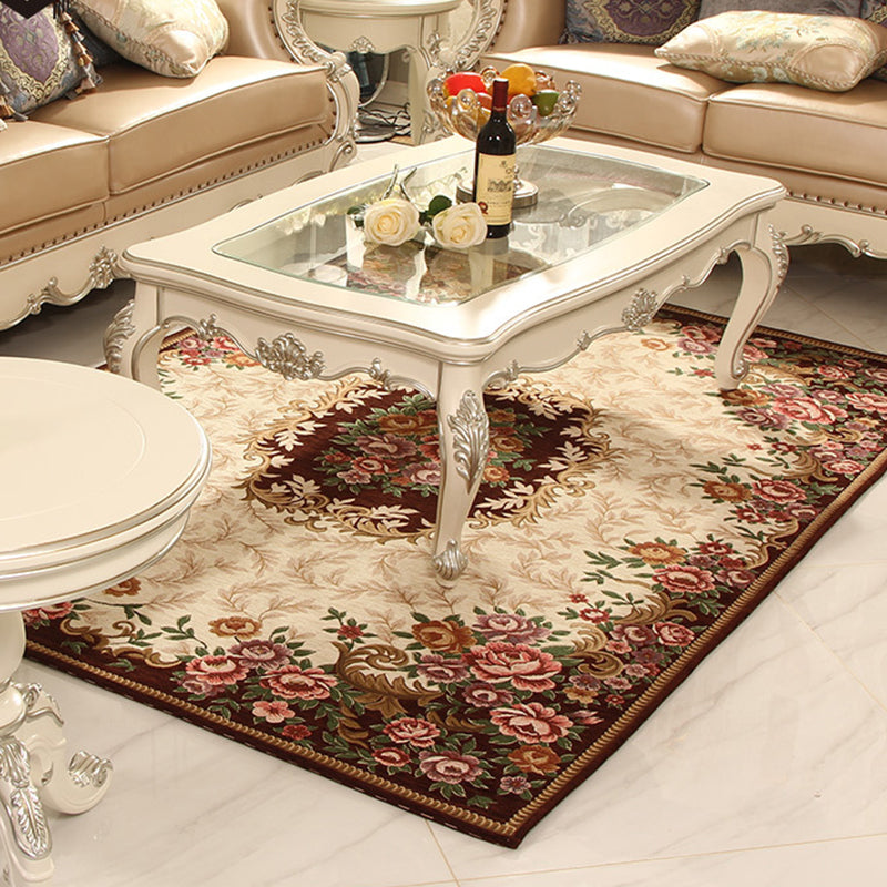 BowLift | Multicolored Retro Rug Synthetic Floral Pattern Area Rug non-slip backing Stain-resistant Washable Rug for the Living Room