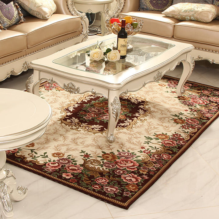 BowLift | Multicolored Retro Rug Synthetic Floral Pattern Area Rug non-slip backing Stain-resistant Washable Rug for the Living Room