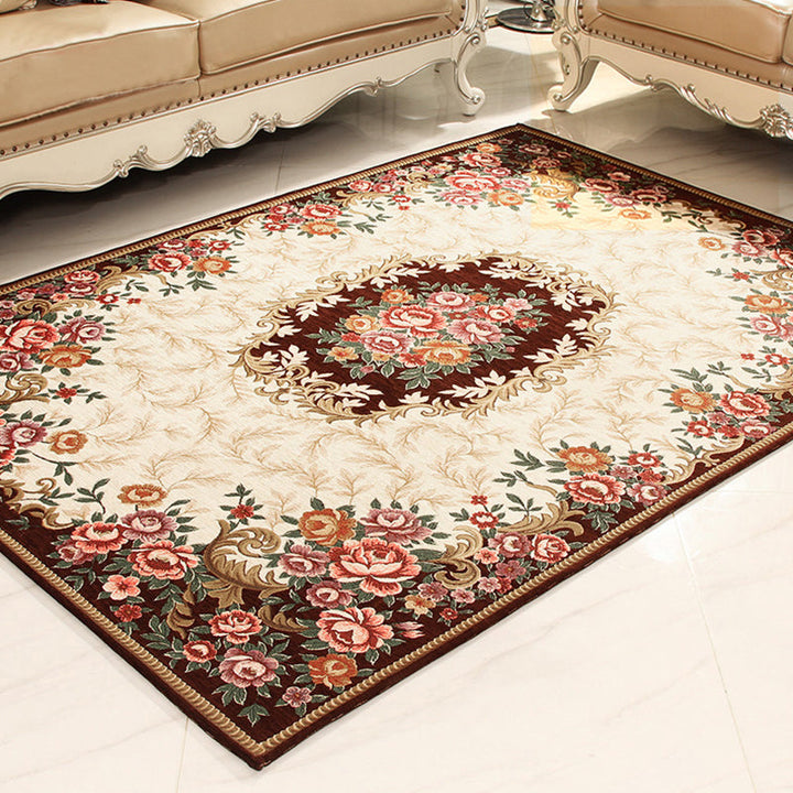 BowLift | Multicolored Retro Rug Synthetic Floral Pattern Area Rug non-slip backing Stain-resistant Washable Rug for the Living Room