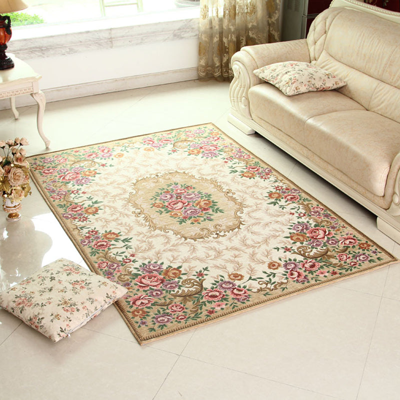 BowLift | Multicolored Retro Rug Synthetic Floral Pattern Area Rug non-slip backing Stain-resistant Washable Rug for the Living Room