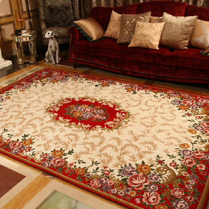BowLift | Multicolored Retro Rug Synthetic Floral Pattern Area Rug non-slip backing Stain-resistant Washable Rug for the Living Room