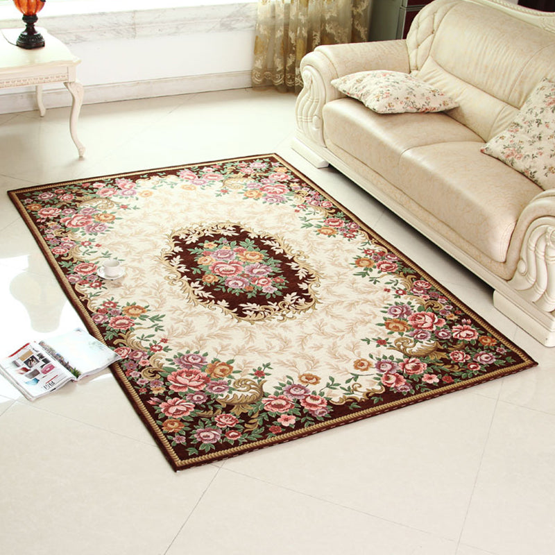 BowLift | Multicolored Retro Rug Synthetic Floral Pattern Area Rug non-slip backing Stain-resistant Washable Rug for the Living Room