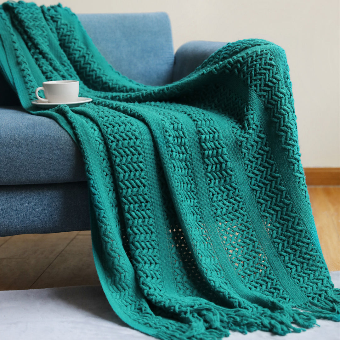Women's Knit Blanket with Elegant Fringes Bowlift