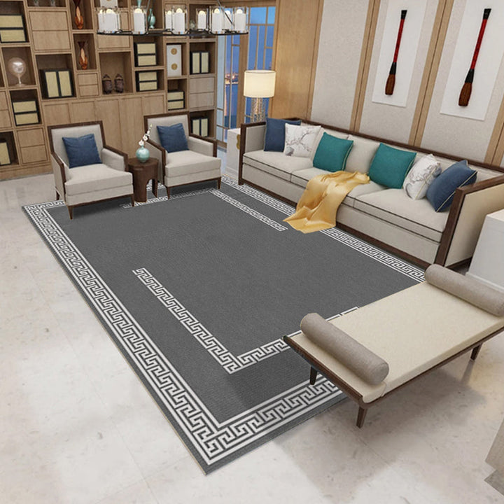 BowLift | Multicolor Living Room Rug Asian Geometric Print Indoor Carpet Polyester Non-Slip Backing Stain Resistant Area Rug