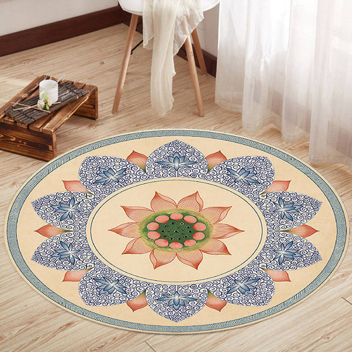 BowLift | Oriental Living Room Rug Multicolored Floral Printed Indoor Mat Polypropylene Non-Slip Washable Easy Care Mat