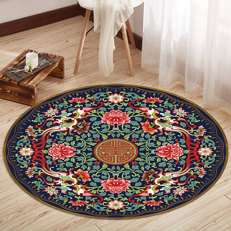 BowLift | Oriental Living Room Rug Multicolored Floral Printed Indoor Mat Polypropylene Non-Slip Washable Easy Care Mat
