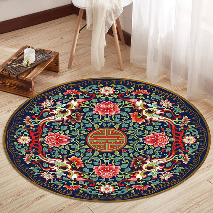 BowLift | Oriental Living Room Rug Multicolored Floral Printed Indoor Mat Polypropylene Non-Slip Washable Easy Care Mat