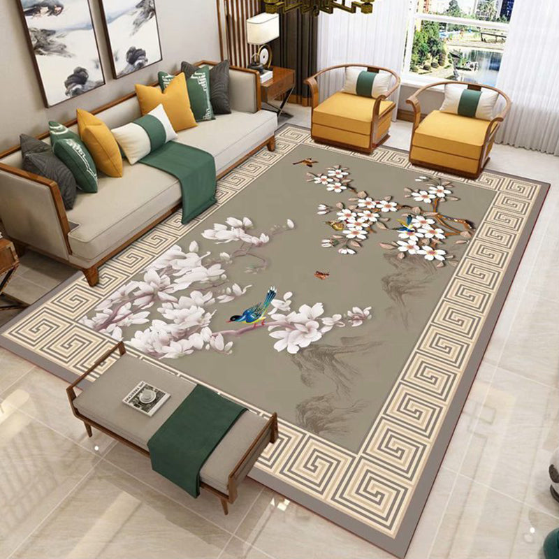 BowLift | Vintage Parlor Carpet Multicolor Floral Pattern Indoor Carpet Synthetic Non-Slip Rug Pet Friendly Carpet