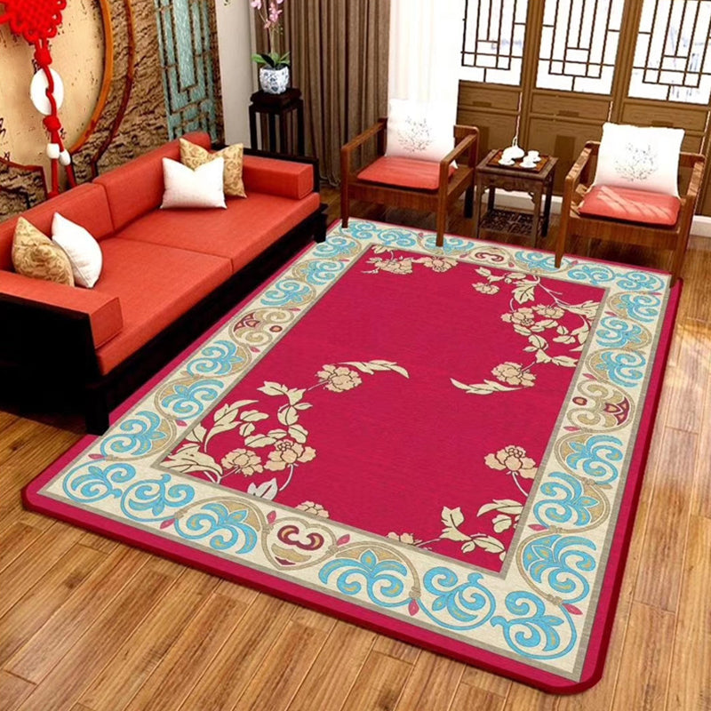 BowLift | Chinoiserie Flower Rug Multicolor Polypropylene Area Rug Non-Slip Back Pet-Friendly Easy Care Indoor Rug for Living Room