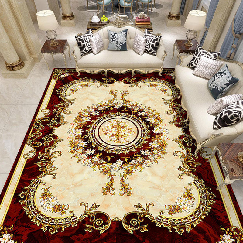 BowLift | Nostalgia Living Room Rug Multi Color Flower Print Area Rug Synthetic Non-Slip Backing Easy Care Indoor Rug