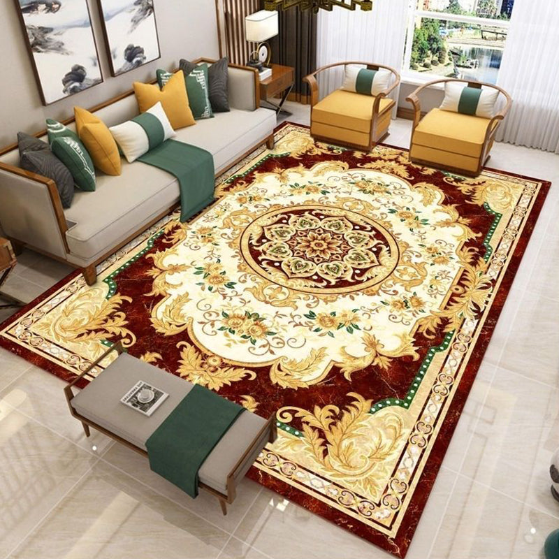 BowLift | Nostalgia Living Room Rug Multi Color Flower Print Area Rug Synthetic Non-Slip Backing Easy Care Indoor Rug