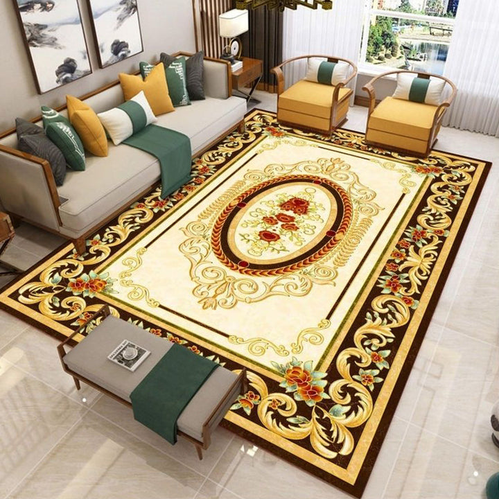 BowLift | Nostalgia Living Room Rug Multi Color Flower Print Area Rug Synthetic Non-Slip Backing Easy Care Indoor Rug