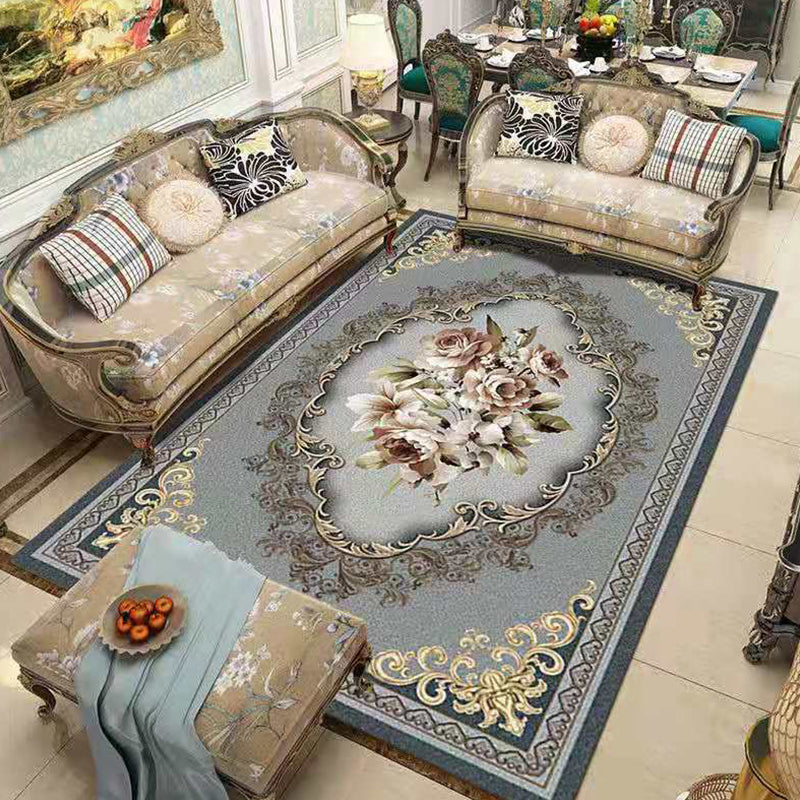 BowLift | Nostalgia Living Room Rug Multi Color Flower Print Area Rug Synthetic Non-Slip Backing Easy Care Indoor Rug