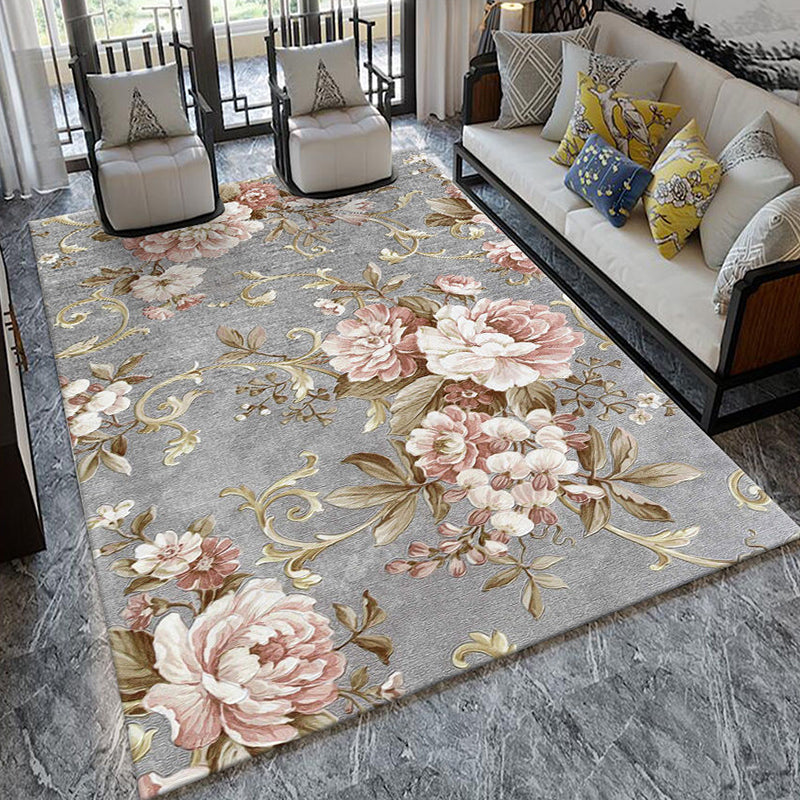 BowLift | Formal Living Room Carpet Multicolored Plant Print Carpet for Indoors Polypropylene Non-Slip Back Pet-Friendly Carpet