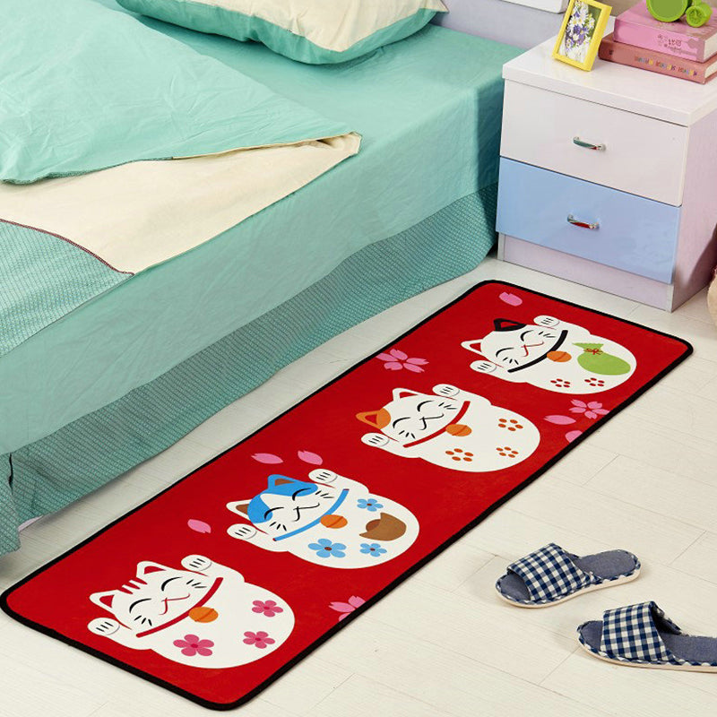 BowLift | Minimalistic Cartoon Printed Rug Multicolored Polyester Indoor Rug Non-Slip Backing Pet-Friendly Rug for the Kids' Room