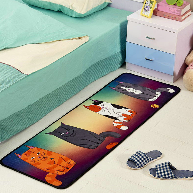BowLift | Minimalistic Cartoon Printed Rug Multicolored Polyester Indoor Rug Non-Slip Backing Pet-Friendly Rug for the Kids' Room