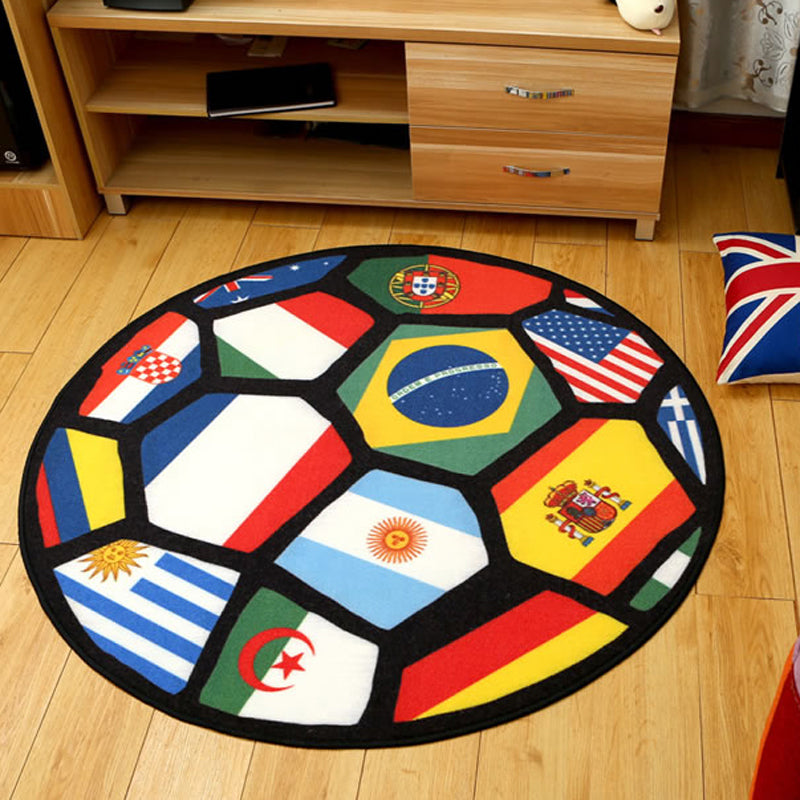 BowLift | Modern Sport Printed Rug Red Nylon Indoor Rug Non-Slip Backing Pet Friendly Easy Care Area Rug for Kids Room