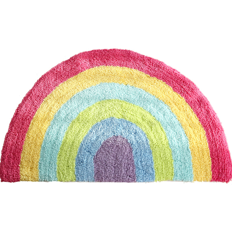 BowLift | Fantasy Rainbow Pattern Rug Red Cotton Door Mat Pet Friendly Stain Resistant Easy to Care Door Mat for Children's Room