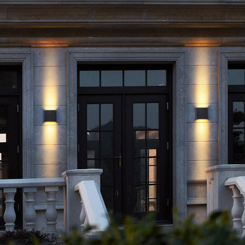 BowLift | LED Garden Wall Wash Light Modern Black Wall Lamp with Rectangular Metal Shade