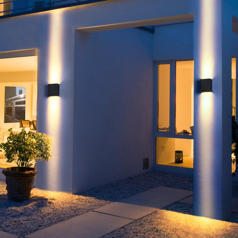 BowLift | LED Garden Wall Wash Light Modern Black Wall Lamp with Rectangular Metal Shade