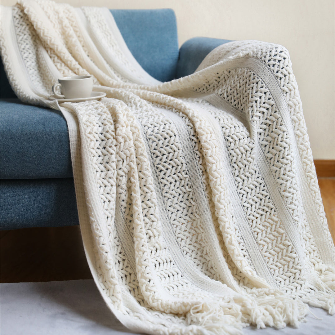 Women's Knit Blanket with Elegant Fringes Bowlift