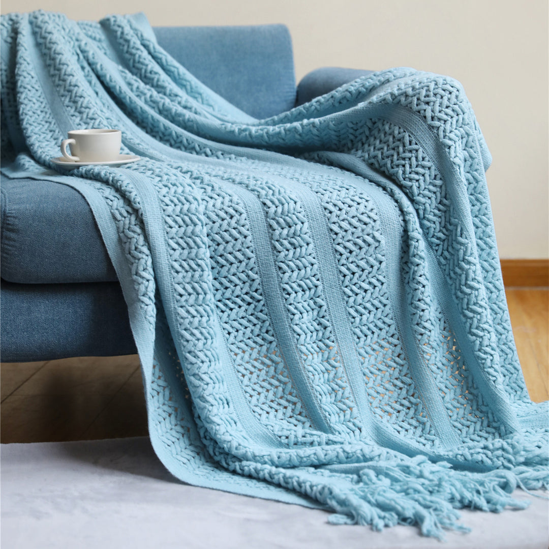 Women's Knit Blanket with Elegant Fringes Bowlift