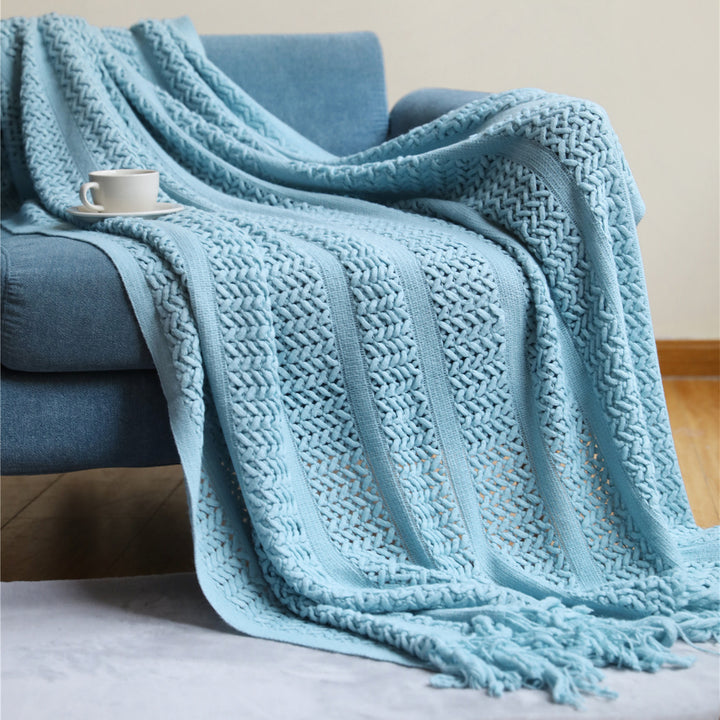 Women's Knit Blanket with Elegant Fringes Bowlift