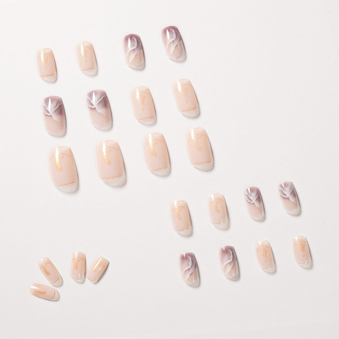 Elegant artificial nails with flower and glitter pattern Bowlift