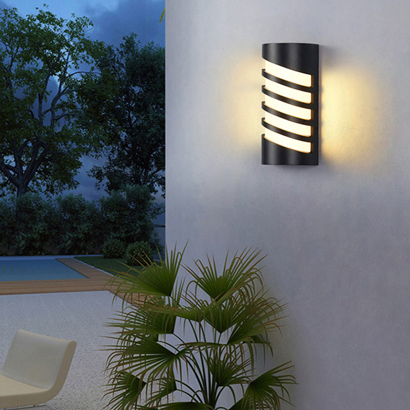 BowLift | Cylindrical Exterior Flush-Mount Wall Spotlight Metallic Modernist LED Wall Light in Black