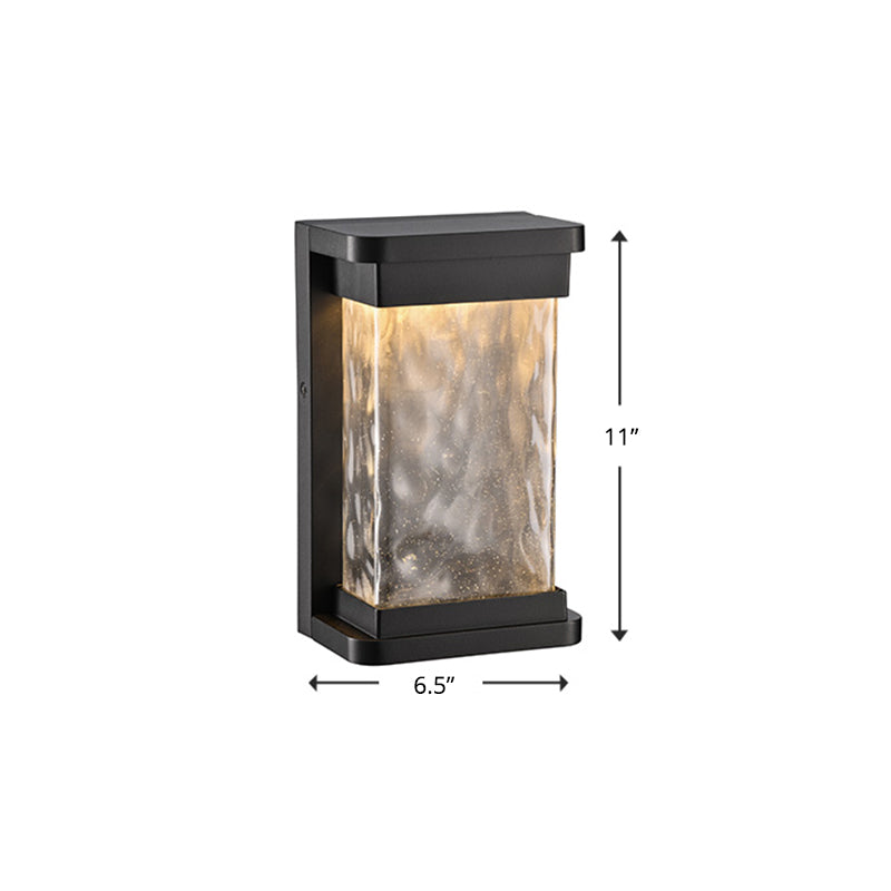 BowLift | Blown wavy glass rectangular wall lamp Modern LED black wall-mounted lamp for outdoor use